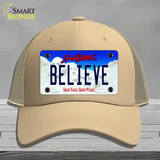 Believe South Dakota Novelty License Plate Hat Mesh / Khaki