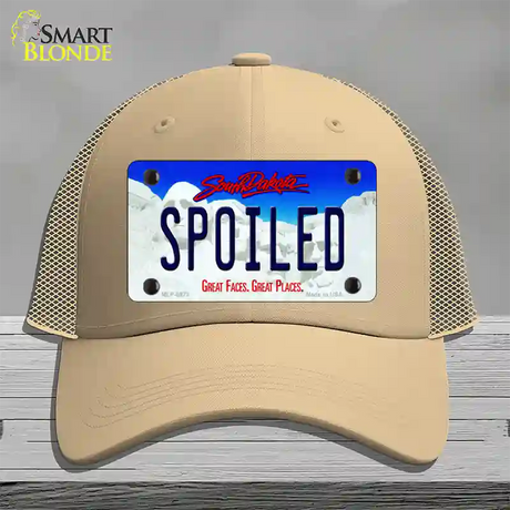 Spoiled South Dakota Novelty License Plate Hat Mesh / Khaki