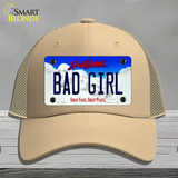 Bad Girl South Dakota Novelty License Plate Hat Mesh / Khaki