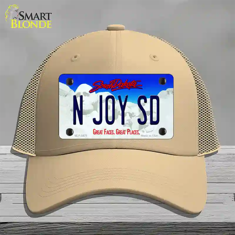 N Joy SD South Dakota Novelty License Plate Hat Mesh / Khaki