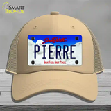 Pierre South Dakota Novelty License Plate Hat Mesh / Khaki