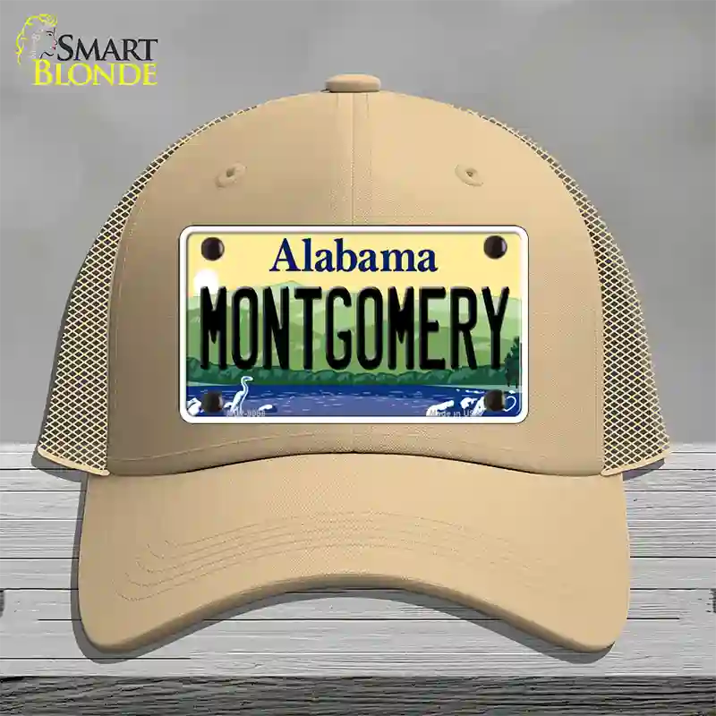 Montgomery Alabama Novelty License Plate Hat Mesh / Khaki