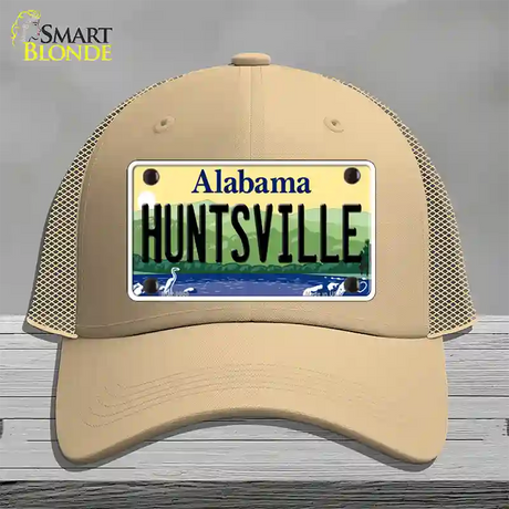 Huntsville Alabama Novelty License Plate Hat Mesh / Khaki