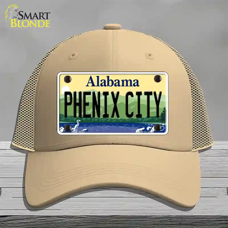 Phenix City Alabama Novelty License Plate Hat Mesh / Khaki