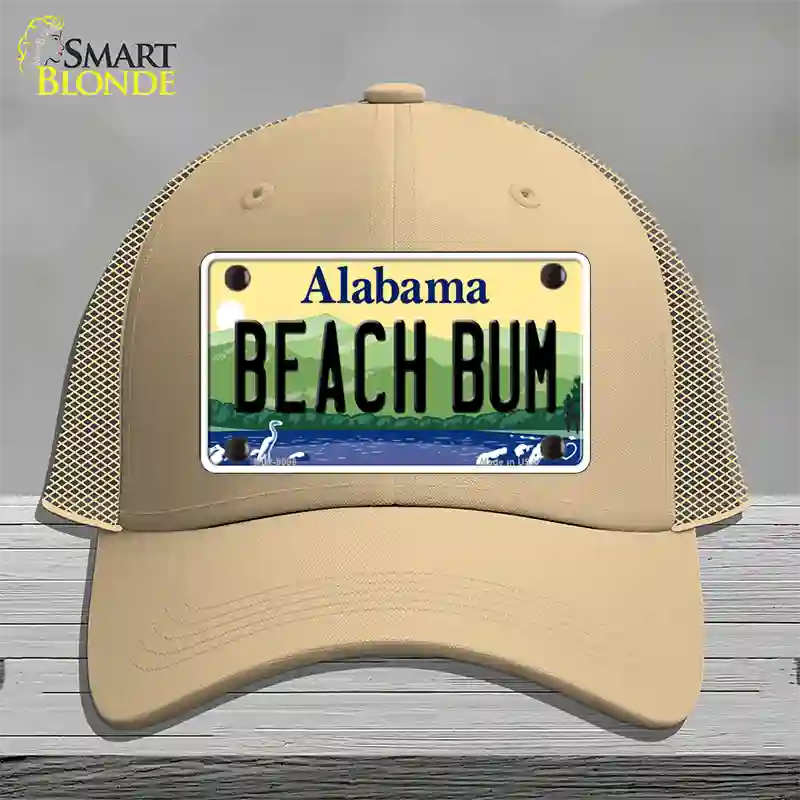 Beach Bum Alabama Novelty License Plate Hat Mesh / Khaki