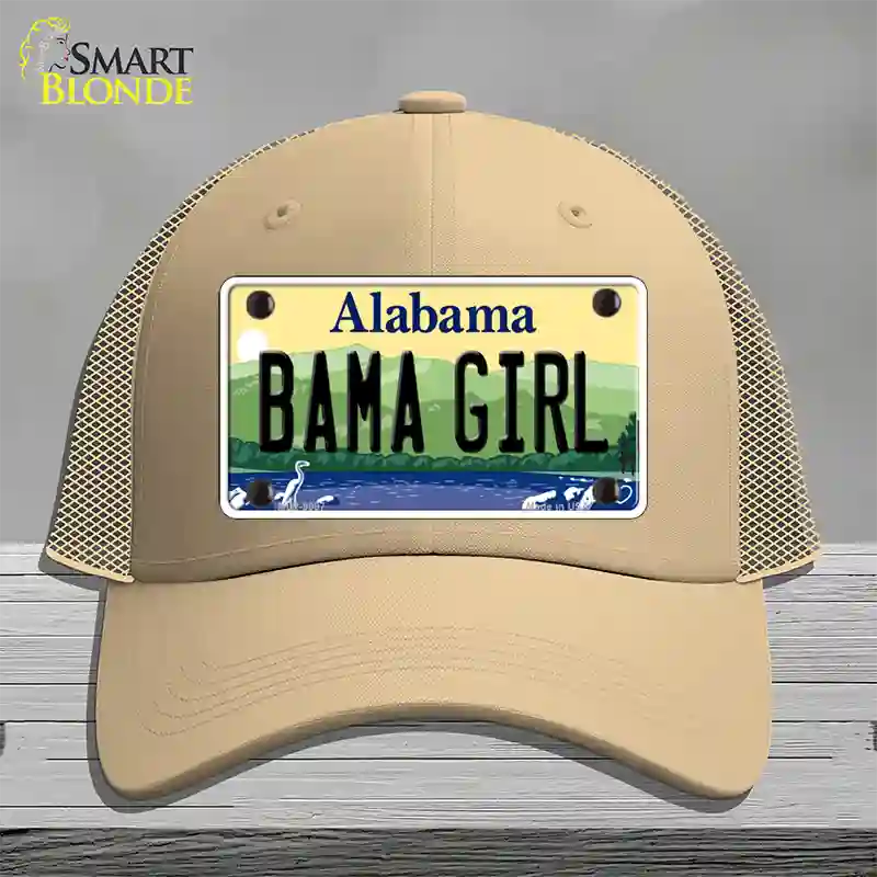 Bama Girl Alabama Novelty License Plate Hat Mesh / Khaki