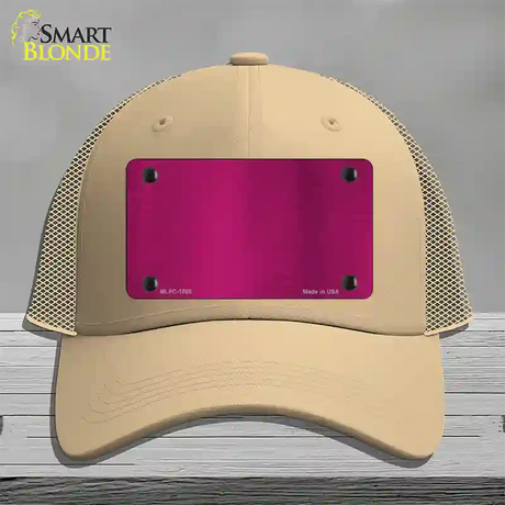 Pink Metallic Solid Novelty License Plate Hat Mesh / Khaki