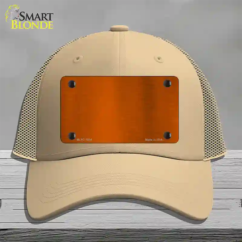 Orange Metallic Solid Novelty License Plate Hat Mesh / Khaki