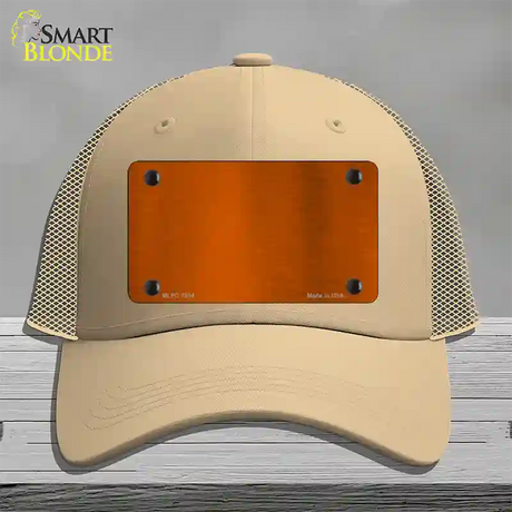 Orange Metallic Solid Novelty License Plate Hat Mesh / Khaki