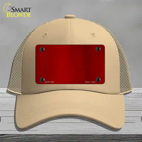 Red Metallic Solid Novelty License Plate Hat Mesh / Khaki