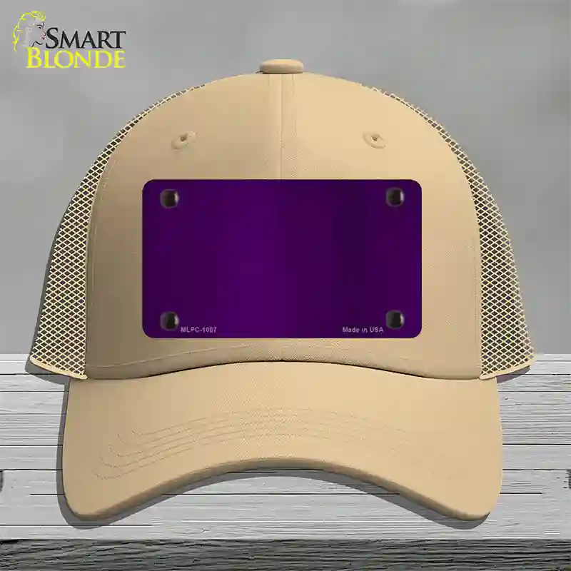 Purple Metallic Solid Novelty License Plate Hat Mesh / Khaki