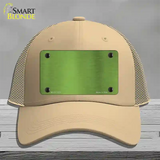 Lime Green Metallic Solid Novelty License Plate Hat Mesh / Khaki