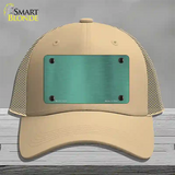 Teal Metallic Solid Novelty License Plate Hat Mesh / Khaki