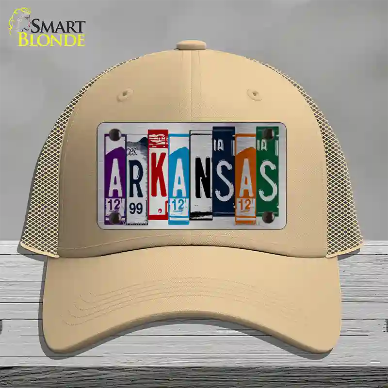 Arkansas License Plate Art Novelty License Plate Hat Mesh / Khaki