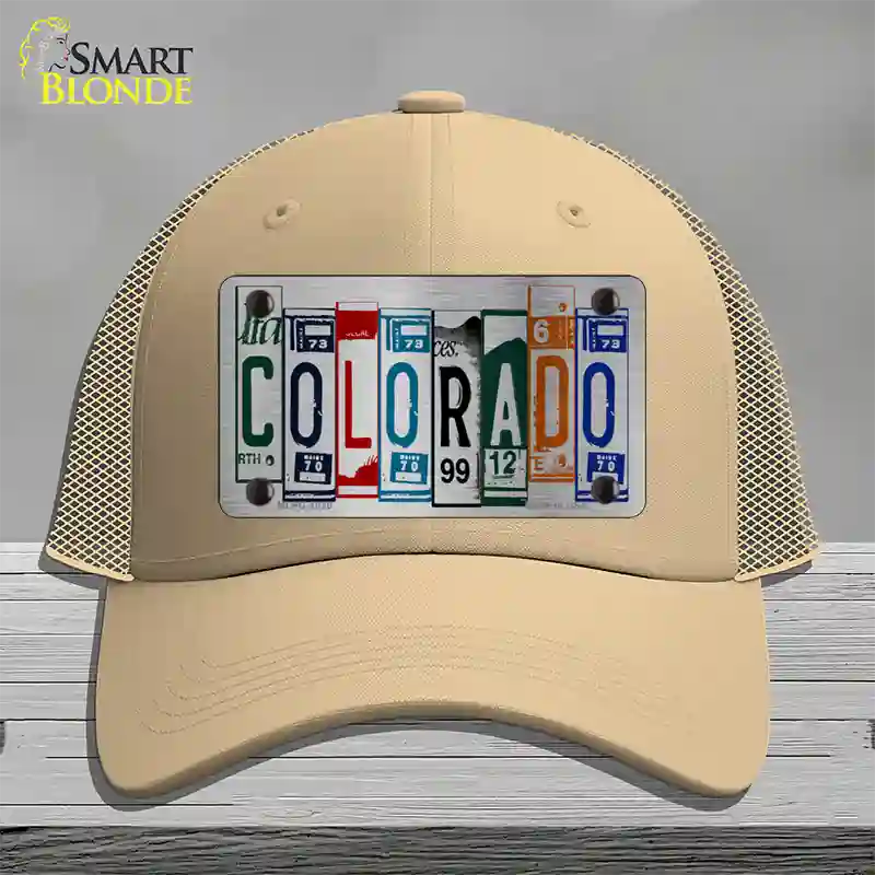 Colorado License Plate Art Novelty License Plate Hat Mesh / Khaki