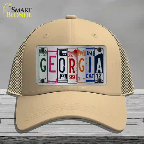 Georgia License Plate Art Novelty License Plate Hat Mesh / Khaki