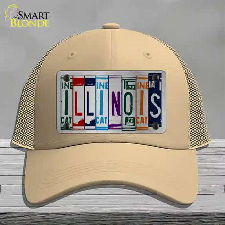 Illinois License Plate Art Novelty License Plate Hat Mesh / Khaki