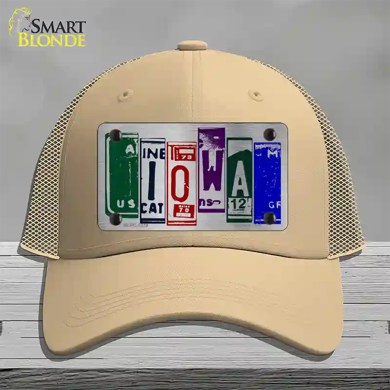 Iowa License Plate Art Novelty License Plate Hat Mesh / Khaki