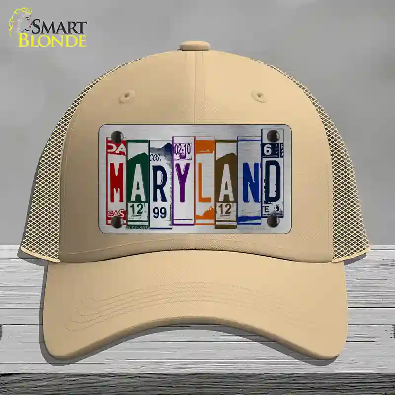 Maryland License Plate Art Novelty License Plate Hat Mesh / Khaki