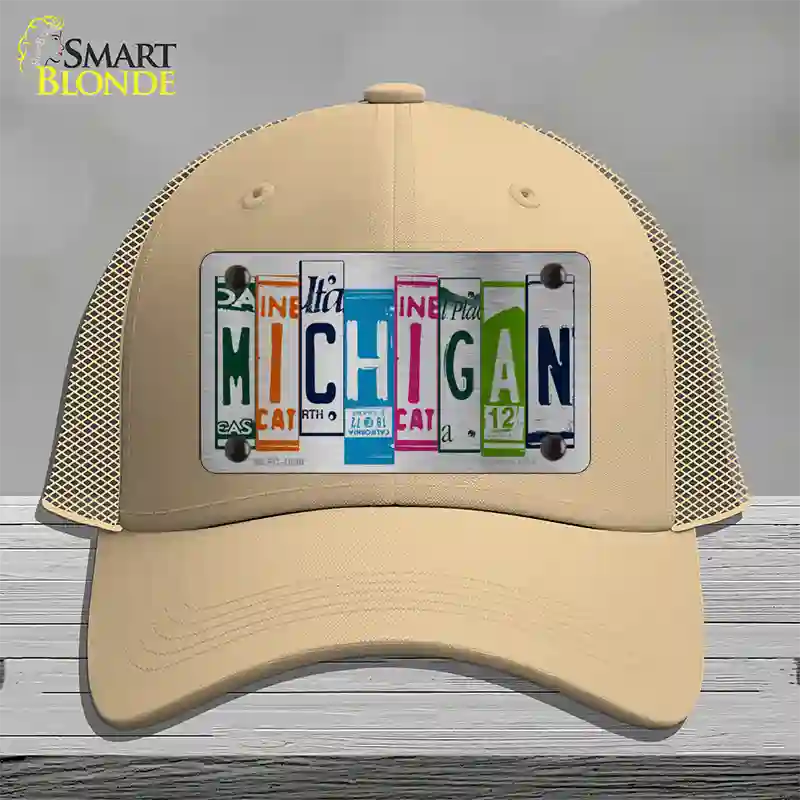 Michigan License Plate Art Novelty License Plate Hat Mesh / Khaki