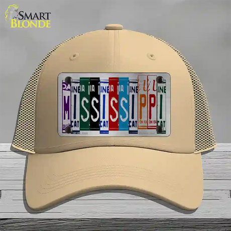 Mississippi License Plate Art Novelty License Plate Hat Mesh / Khaki