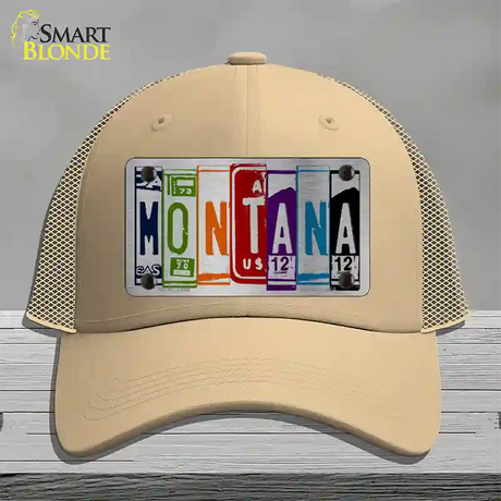 Montana License Plate Art Novelty License Plate Hat Mesh / Khaki