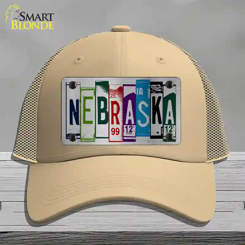 Nebraska License Plate Art Novelty License Plate Hat Mesh / Khaki