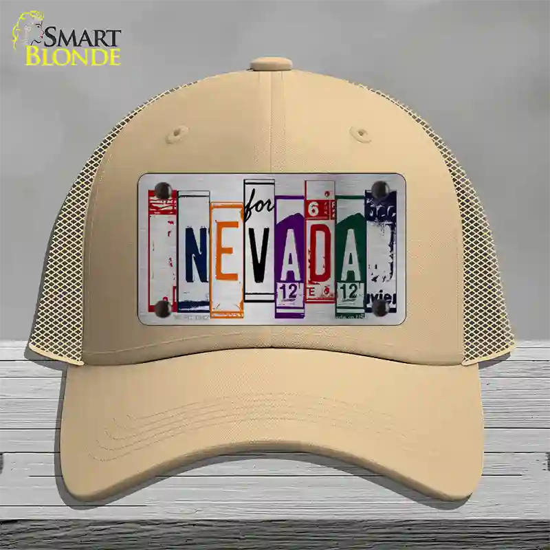 Nevada License Plate Art Novelty License Plate Hat Mesh / Khaki