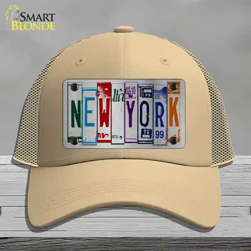 New York License Plate Art Novelty License Plate Hat Mesh / Khaki