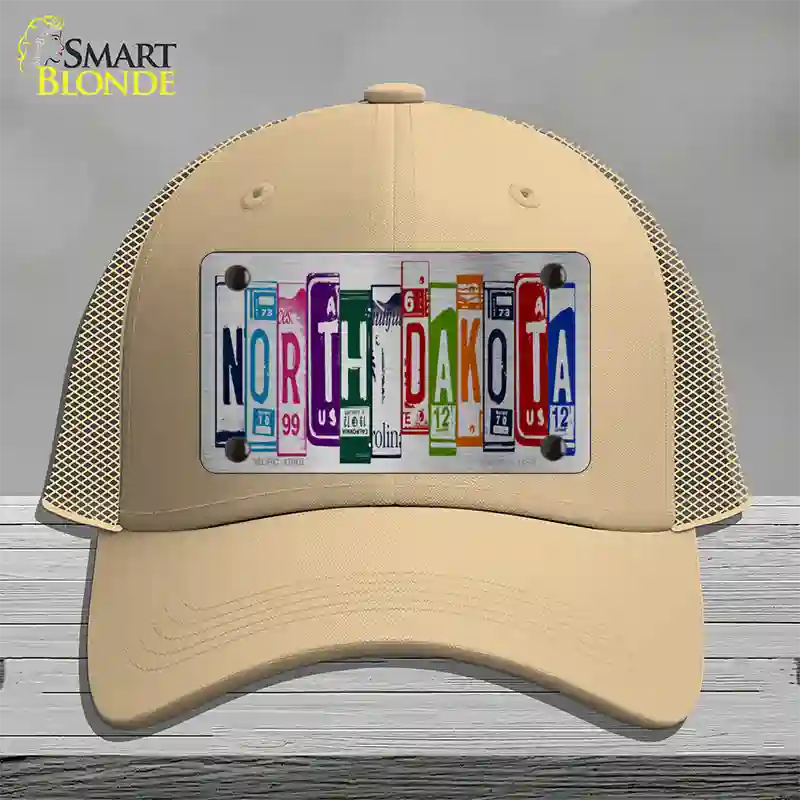 North Dakota License Plate Art Novelty License Plate Hat Mesh / Khaki