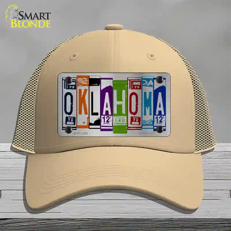 Oklahoma License Plate Art Novelty License Plate Hat Mesh / Khaki