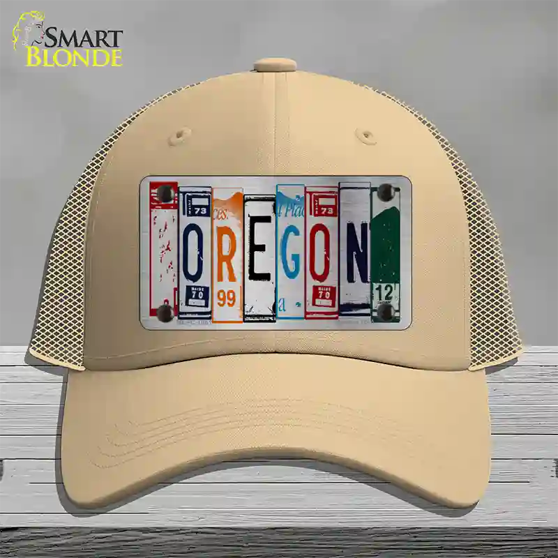 Oregon License Plate Art Novelty License Plate Hat Mesh / Khaki