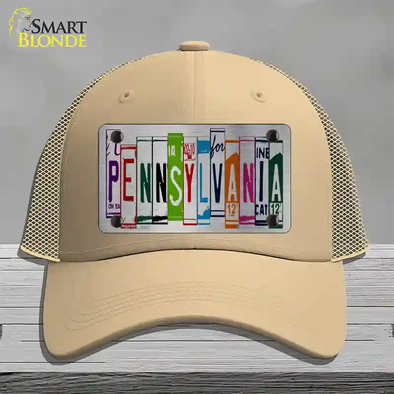 Pennsylvania License Plate Art Novelty License Plate Hat Mesh / Khaki