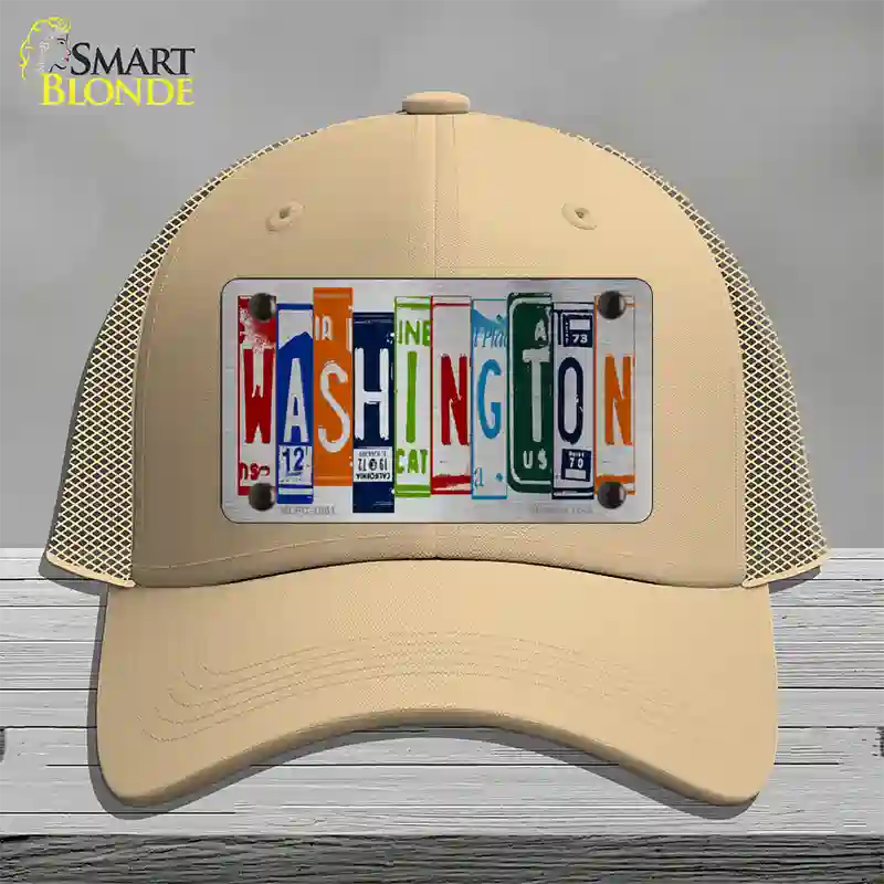 Washington License Plate Art Novelty License Plate Hat Mesh / Khaki