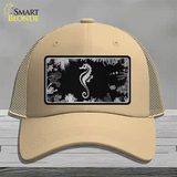 Sea Horse Black Brushed Chrome Novelty License Plate Hat Mesh / Khaki