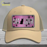 Cat Lover Pink Brushed Chrome Novelty License Plate Hat Tag Mesh / Khaki