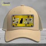 Cat Lover Yellow Brushed Chrome Novelty License Plate Hat Tag Mesh / Khaki