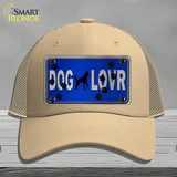 Dog Lover Blue Brushed Chrome Novelty License Plate Hat Tag Mesh / Khaki