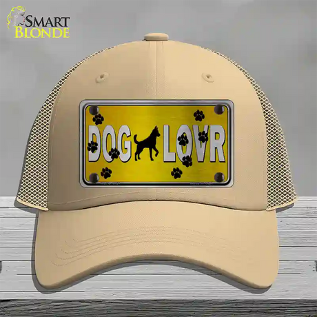 Dog Lover Yellow Brushed Chrome Novelty License Plate Hat Tag Mesh / Khaki