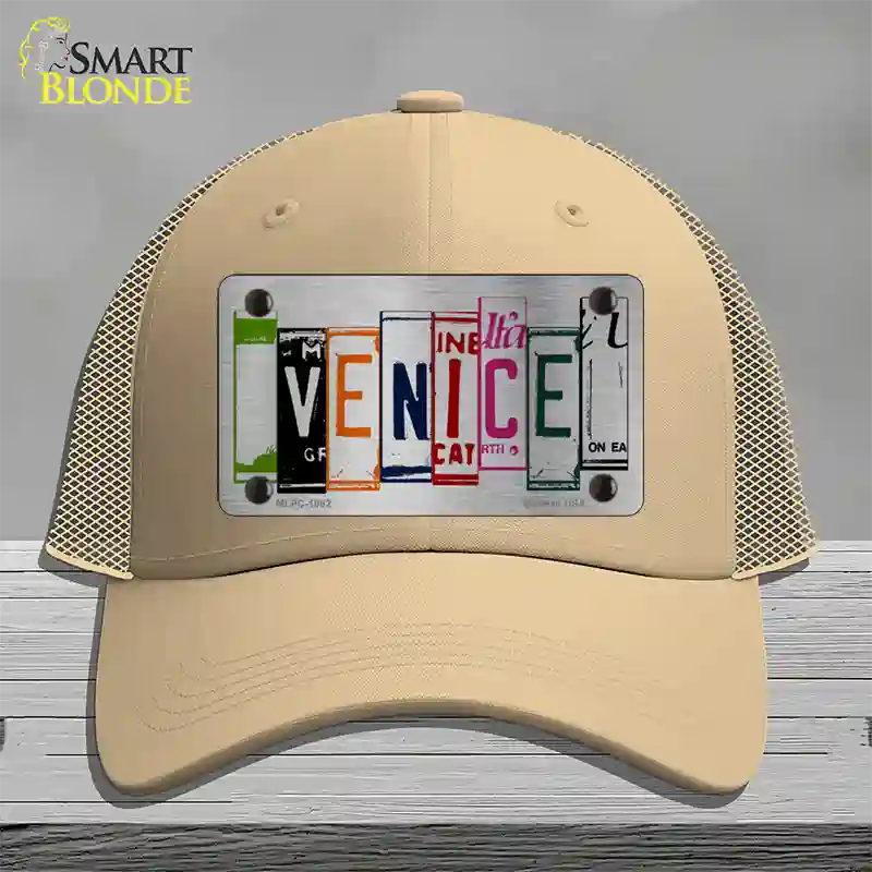 Venice License Plate Art Brushed Chrome Novelty License Plate Hat Tag Mesh / Khaki