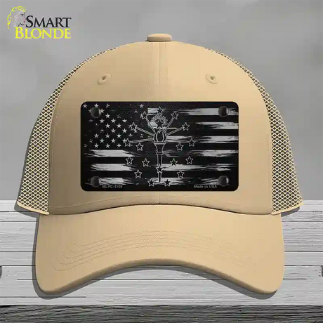 Indiana Carbon Fiber Novelty License Plate Hat Mesh / Khaki