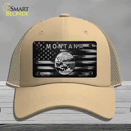 Montana Carbon Fiber Novelty License Plate Hat Mesh / Khaki