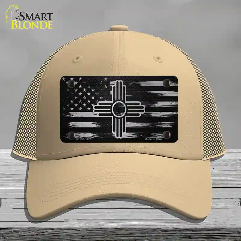 New Mexico Carbon Fiber Novelty License Plate Hat Mesh / Khaki