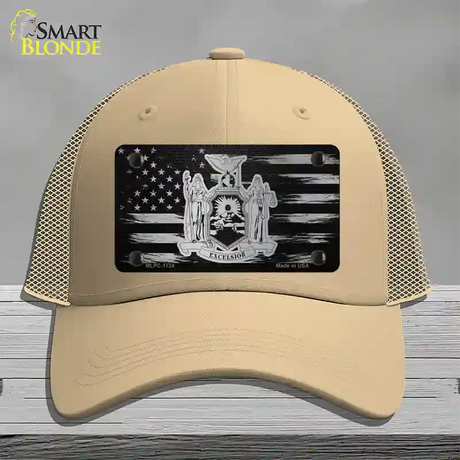 New York Carbon Fiber Novelty License Plate Hat Mesh / Khaki