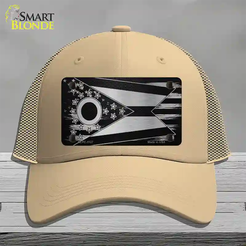 Ohio Carbon Fiber Novelty License Plate Hat Mesh / Khaki