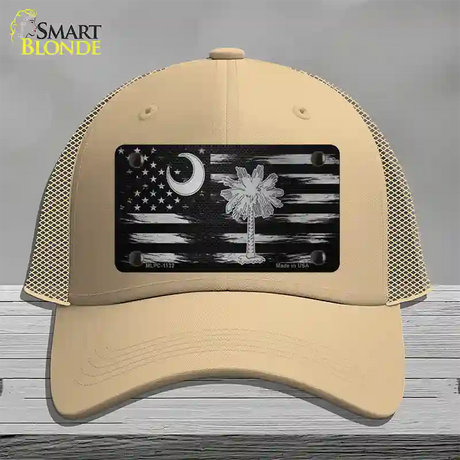 South Carolina Carbon Fiber Novelty License Plate Hat Mesh / Khaki