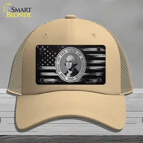 Washington Carbon Fiber Novelty License Plate Hat Mesh / Khaki