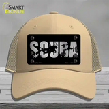 Scuba Brushed Chrome Novelty License Plate Hat Mesh / Khaki