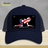 American Style Sexy Flag Pose Novelty License Plate Hat Mesh / Navy