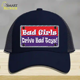 Bad Girls Drive Bad Toys Novelty License Plate Hat Mesh / Navy